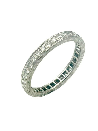 Bague 59 Alliance en or blanc et diamants 0,60 ct 58 Facettes