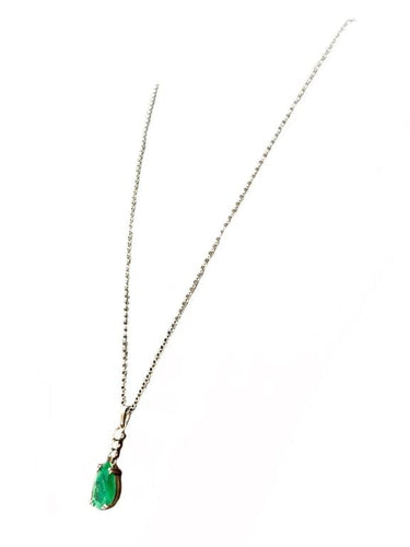Collier Collier - Pendentif en or blanc 18K, émeraude et diamants 58 Facettes