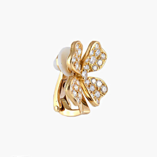 Boucles d'oreilles Fred - Clips d’oreilles Trèfle en or 18k et diamants 58 Facettes
