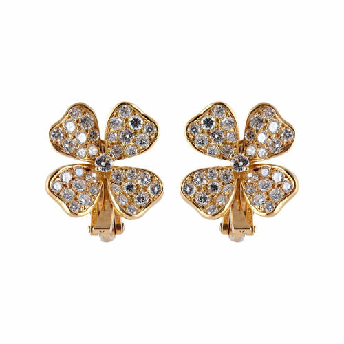 Boucles d'oreilles Fred - Clips d’oreilles Trèfle en or 18k et diamants 58 Facettes