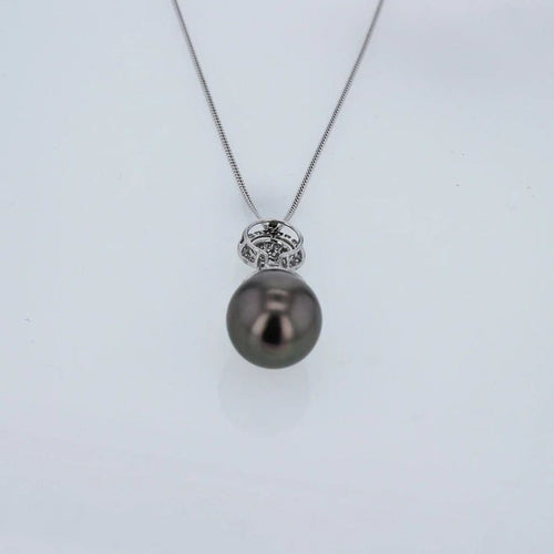 Pendentif Pendentif en or blanc 18k avec perle de Tahiti et diamants 58 Facettes 001.41424
