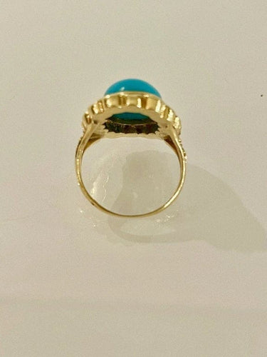 Bague 57 Bague en or 18 carats, turquoise et demi-perles fines 58 Facettes 720487