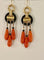 Boucles d'oreilles Boucles d’oreilles pendantes en or jaune 18 carats, onyx, corail et perles fines 58 Facettes 862568