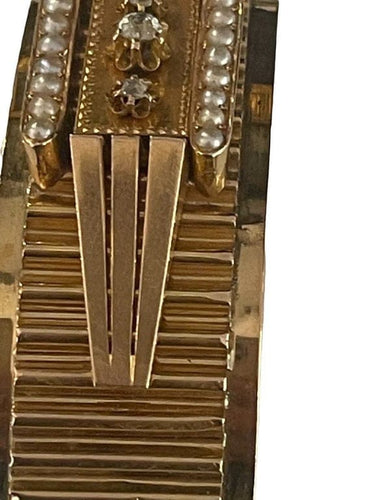 Bracelet Bracelet jonc Napoléon III en or rose, perles et diamants 58 Facettes 949797