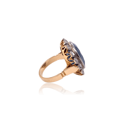 Bague 52 Bague marguerite saphir et diamants en or 750 et platine 58 Facettes BAJA01