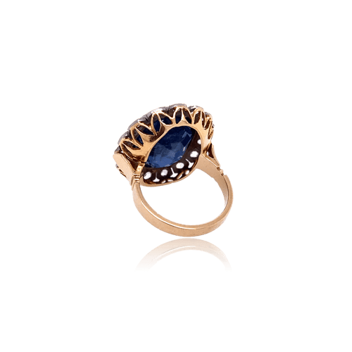 Bague 52 Bague marguerite saphir et diamants en or 750 et platine 58 Facettes BAJA01