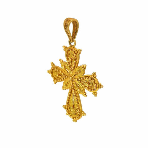 Pendentif Croix byzantine grecque vintage en or 18 carats 58 Facettes