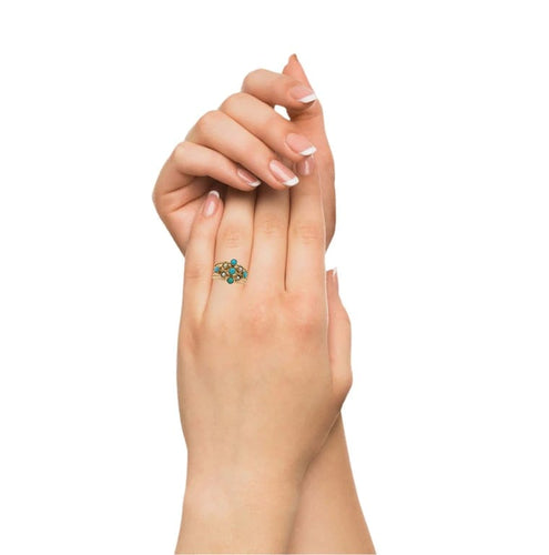Bague 56 Bague ancienne en or rose 18 carats avec turquoises et perles 58 Facettes BAF270
