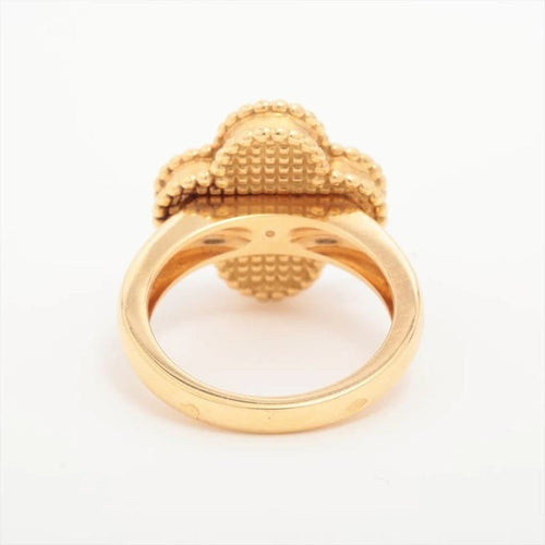 Bague 47 Van Cleef & Arpels Vintage Alhambra - Bague en or jaune 18 carats, nacre et diamant 58 Facettes
