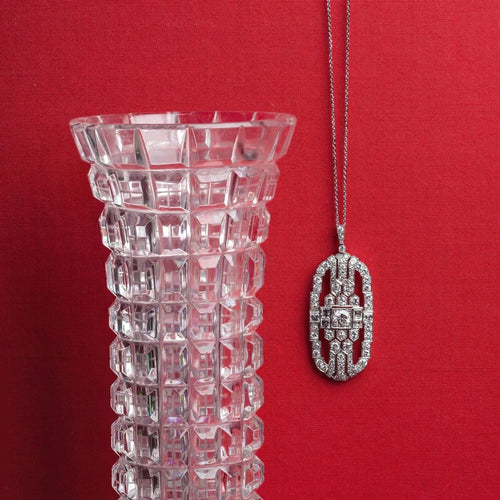 Pendentif Pendentif Art déco en or blanc 14 carats et diamants 58 Facettes 0020001607