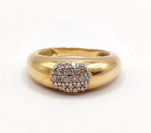 Bague 54 Bague jonc en or jaune 18K pavée de 24 diamants 58 Facettes