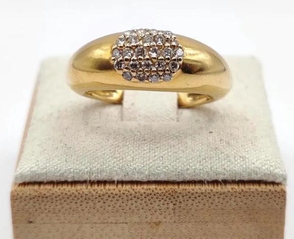 Bague 54 Bague jonc en or jaune 18K pavée de 24 diamants 58 Facettes