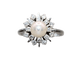 Bague 59 Bague marguerite en or blanc 18K avec perle et diamants 58 Facettes