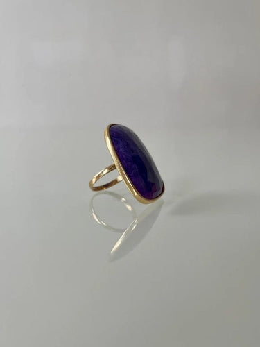 Bague 56 Bague en or jaune 18 carats avec améthyste 58 Facettes