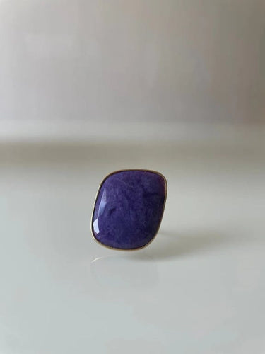 Bague 56 Bague en or jaune 18 carats avec améthyste 58 Facettes