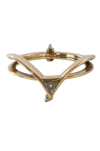 Bague 57 Bague en or jaune 14 carats avec diamant taille trillion 58 Facettes
