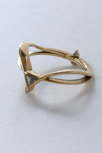 Bague 57 Bague en or jaune 14 carats avec diamant taille trillion 58 Facettes
