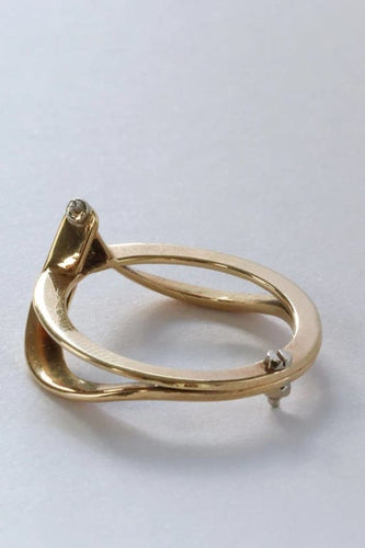 Bague 57 Bague en or jaune 14 carats avec diamant taille trillion 58 Facettes