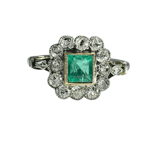 Bague 51 Bague début XXe en or gris 18 carats, émeraude et diamants 58 Facettes 205