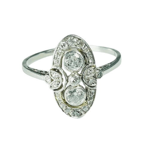 Bague 53 Bague Art déco en or gris sertie de diamants 58 Facettes 102