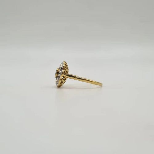 Bague 54 Bague fleur en or jaune 18 carats sertie de saphirs et diamants 58 Facettes