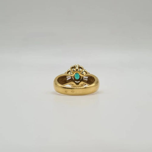 Bague 54 Bague fleur en or jaune 18 carats sertie d’émeraudes et diamants 58 Facettes