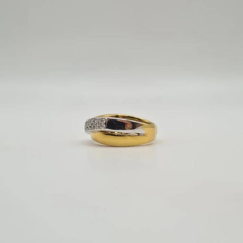 Bague 54 Bague en or blanc et or jaune 18 carats sertie de diamants 58 Facettes