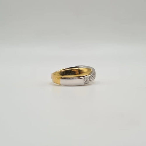 Bague 54 Bague en or blanc et or jaune 18 carats sertie de diamants 58 Facettes