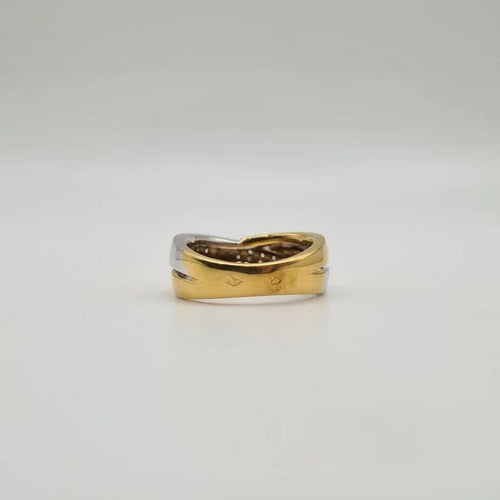 Bague 54 Bague en or blanc et or jaune 18 carats sertie de diamants 58 Facettes