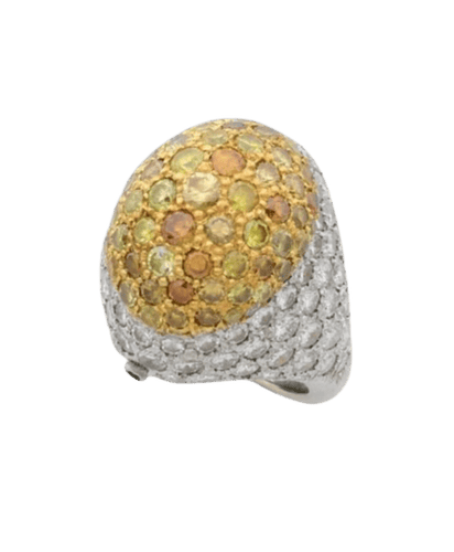 Bague 51 Bague bombée pavée de diamants cognac en or gris 18k 58 Facettes
