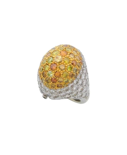 Bague 51 Bague bombée pavée de diamants cognac en or gris 18k 58 Facettes