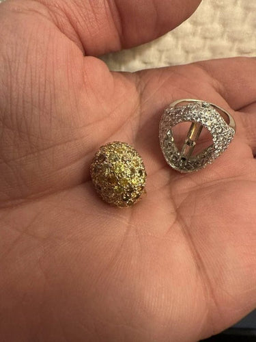 Bague 51 Bague bombée pavée de diamants cognac en or gris 18k 58 Facettes