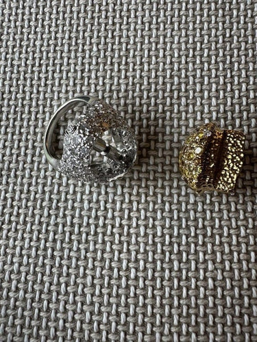 Bague 51 Bague bombée pavée de diamants cognac en or gris 18k 58 Facettes