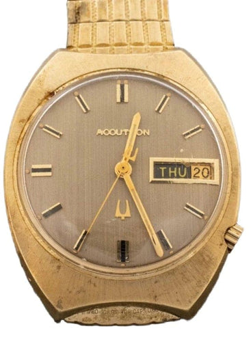 Montre Bulova Accutron - Montre-bracelet en or jaune 14K avec jour/date 58 Facettes