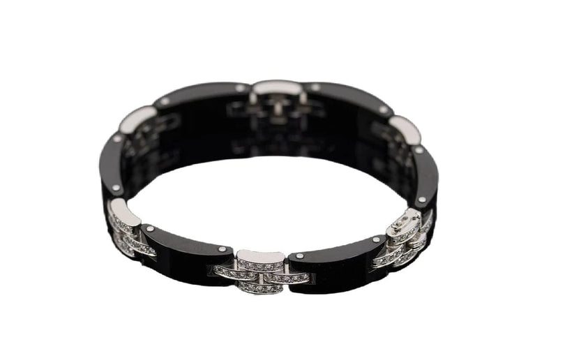 Bracelet Cartier Panthère - Bracelet maillon en or blanc, céramique et diamants 58 Facettes 1