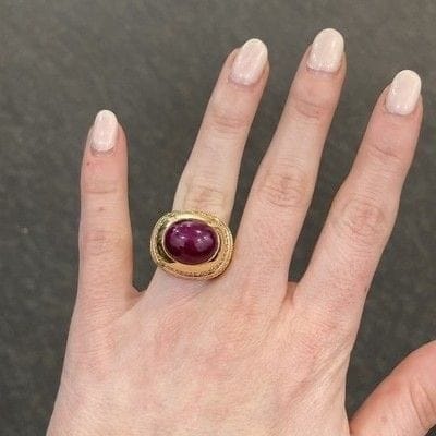 Bague 54 Andrew Clunn - Bague en or jaune 18 carats rubis et diamants 58 Facettes