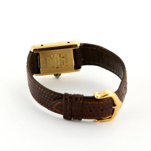 Montre Cartier Tank Must - Montre en argent 925 plaqué or cadran laqué rouge 58 Facettes