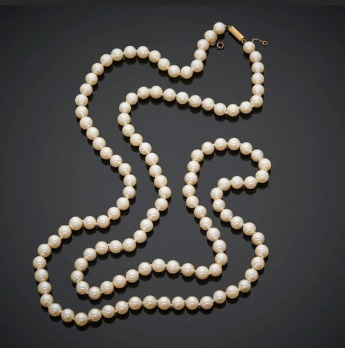 Collier Collier sautoir en perles de culture 102 cm, fermoir en or jaune 18 ct 58 Facettes