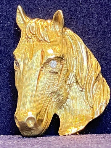 Broche Broche cheval en or jaune 18K et diamants 58 Facettes