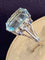 Bague 54 Bague cocktail en or gris 18K avec aigue-marine et diamants 58 Facettes