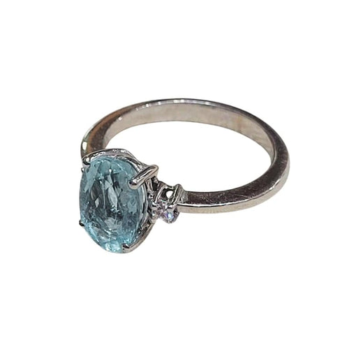 Bague 55 Bague - Aigue-marine et diamants en or blanc 18k 58 Facettes TA103
