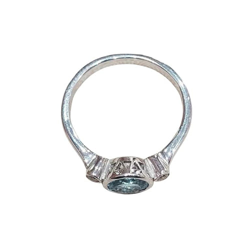 Bague 53 Bague - Topaze et diamants en or blanc 18k 58 Facettes S331