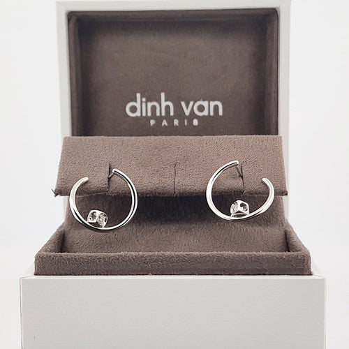 Boucles d'oreilles dinh van Le Cube Diamant - Créoles en or blanc 18 carats et diamants 58 Facettes 735191