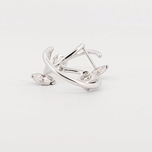Boucles d'oreilles dinh van Le Cube Diamant - Créoles en or blanc 18 carats et diamants 58 Facettes 735191