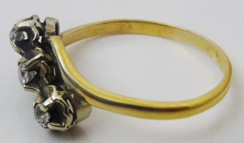 Bague 61 Bague trilogie vintage en or 18 carats et platine avec diamants 58 Facettes ring 7