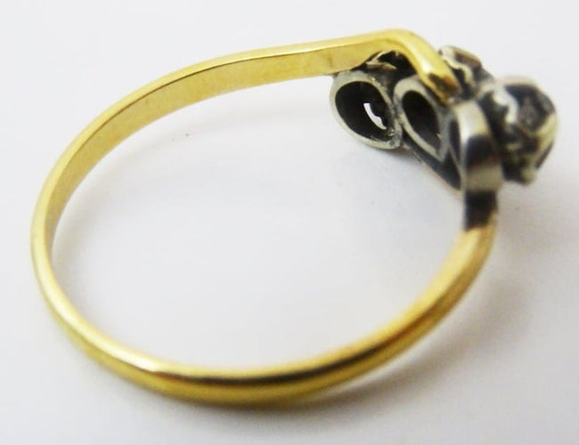 Bague 61 Bague trilogie vintage en or 18 carats et platine avec diamants 58 Facettes ring 7