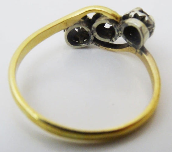 Bague 61 Bague trilogie vintage en or 18 carats et platine avec diamants 58 Facettes ring 7