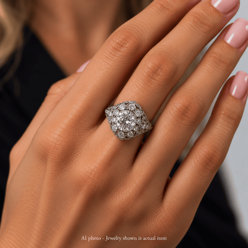 Bague 55 Bague ancienne en platine et diamants 58 Facettes AN472 (00049)