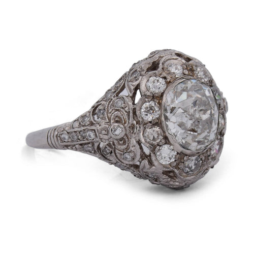 Bague 55 Bague ancienne en platine et diamants 58 Facettes AN472 (00049)