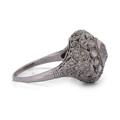 Bague 55 Bague ancienne en platine et diamants 58 Facettes AN472 (00049)